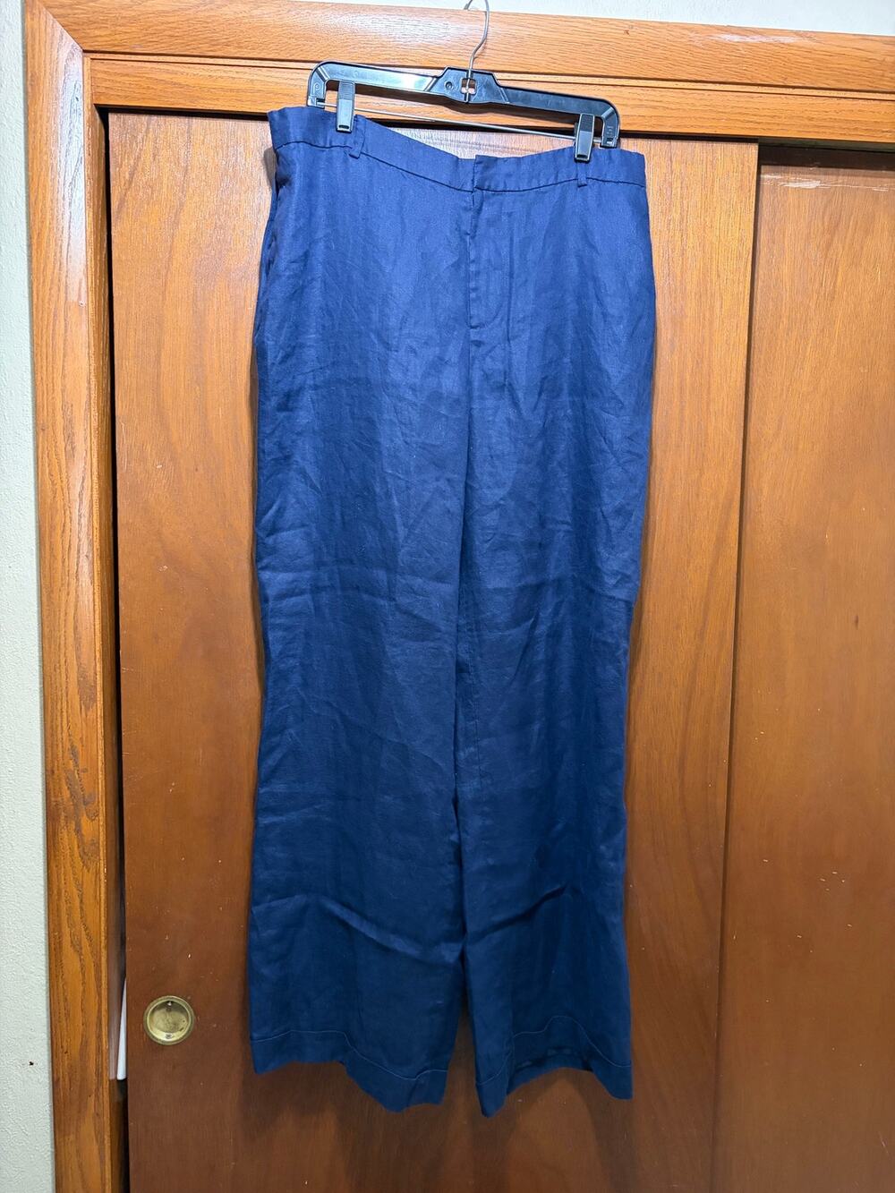 Lauren Ralph Lauren 100% Linen Wide Leg Pants Navy Blue Women's Size 18W Plus